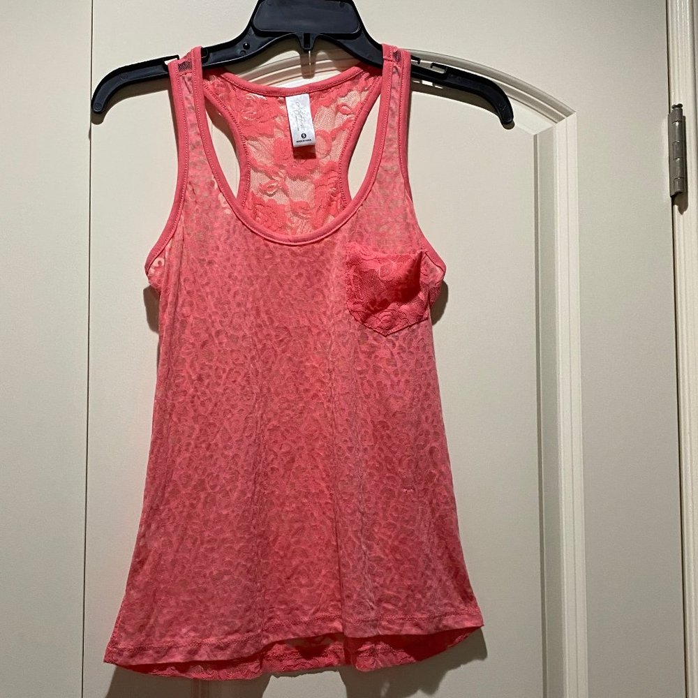 Active Basic Pink Cheetah Print & Lace Tank Top